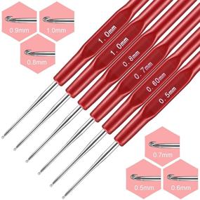 img 2 attached to 🔴 Complete Set of 14 Dreadlocks Crochet Hooks: Includes 6 Hair Locking Tools, 6 Crochet Hooks (Sizes 0.5mm, 0.75mm), and 1/2/3 Hooks – Red Color