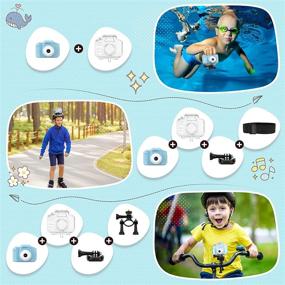 img 1 attached to 📷 Children Underwater Camera - Waterproof Kids Sports Camcorder with 32GB SD Card (Blue) - Perfect Christmas and Birthday Gift Toy for Boys aged 3-9 - HD 1080P Toddler Digital Action Camera Upgrade
