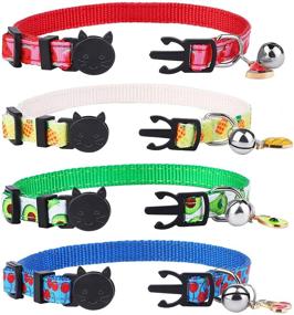 img 1 attached to 🐱 ADXCO 4-Pack Breakaway Cat Collar with Bell, Colorful Summer Fruit Patterns, Adjustable Pet Collar Includes 4 Anti-Lost Tags, Ideal for Small Puppies and Cats