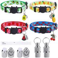 🐱 adxco 4-pack breakaway cat collar with bell, colorful summer fruit patterns, adjustable pet collar includes 4 anti-lost tags, ideal for small puppies and cats логотип