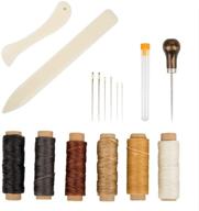 📚 bookbinding essentials: 16-tool set with top-quality bone folder, linen thread, wood handle awl, large-eye needles - ideal for handmade diy bookbinding crafts and sewing supplies logo