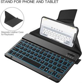 img 1 attached to 💻 Nulaxy KM12 Backlit Wireless Bluetooth Keyboard with Magnetic Detachable Leather Cover | Rechargeable Keyboard for iPad, iPhone, Apple Phone, Samsung Tablets