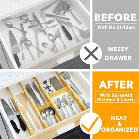 img 3 attached to 🗄️ Bamboo Drawer Dividers with Inserts and Labels - Efficient Organization for Home & Office Spaces: Kitchen, Dressers, Bathrooms - Adjustable and Expandable - Set of 6 Dividers with 12 Inserts (17-22 in)