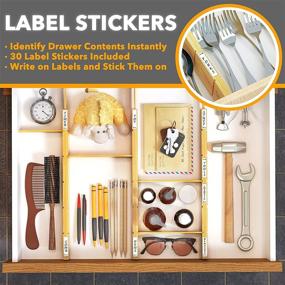 img 2 attached to 🗄️ Bamboo Drawer Dividers with Inserts and Labels - Efficient Organization for Home & Office Spaces: Kitchen, Dressers, Bathrooms - Adjustable and Expandable - Set of 6 Dividers with 12 Inserts (17-22 in)