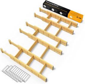 img 4 attached to 🗄️ Bamboo Drawer Dividers with Inserts and Labels - Efficient Organization for Home & Office Spaces: Kitchen, Dressers, Bathrooms - Adjustable and Expandable - Set of 6 Dividers with 12 Inserts (17-22 in)