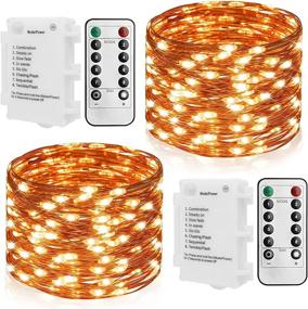 img 4 attached to 🌟 STARKER 2 Pack 16ft Fairy Lights: Battery Operated, Waterproof, Remote Controlled Timer for Outdoor & Christmas Decor
