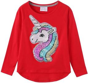 img 4 attached to Sparkle up the Style: Glitter Flip Sequin Girl's T-Shirt Top, Sleeve Options, Fleece Jacket & Leggings – Ages 3-14