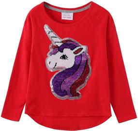 img 3 attached to Sparkle up the Style: Glitter Flip Sequin Girl's T-Shirt Top, Sleeve Options, Fleece Jacket & Leggings – Ages 3-14