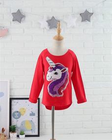 img 1 attached to Sparkle up the Style: Glitter Flip Sequin Girl's T-Shirt Top, Sleeve Options, Fleece Jacket & Leggings – Ages 3-14