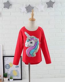 img 2 attached to Sparkle up the Style: Glitter Flip Sequin Girl's T-Shirt Top, Sleeve Options, Fleece Jacket & Leggings – Ages 3-14