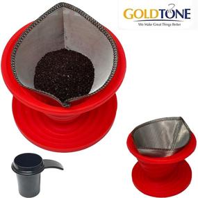 img 3 attached to ☕ Compact Goldtone Collapsible Silicone Coffee Dripper with Carry Clip & Scoop - Portable and Reusable Pour Over Filter