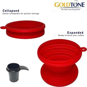 img 1 attached to ☕ Compact Goldtone Collapsible Silicone Coffee Dripper with Carry Clip & Scoop - Portable and Reusable Pour Over Filter