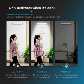 img 3 attached to Улучшите свое пространство с внутренним LED-светильником с датчиком движения [3-Pack] - работают от батареи, 🔆 универсальное решение для освещения для шкафов, шкафчиков и стен - 10 лампочек на светодиодную полосу
