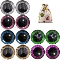 👀 koosufa 12 pcs glitter safety eyes in 6 sizes and colors: 9mm-25mm - perfect for dolls, teddy bears, puppets, toys, and crafts logo