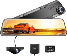 img 4 attached to 📷 WOLFBOX G840H - 12-inch 2.5K Mirror Dash Cam, Full Touch Screen, Dual Front and Rear Dash Camera for Car, Waterproof Rear View Mirror Camera, Sony Sensor, Night Vision, Parking Assist, GPS