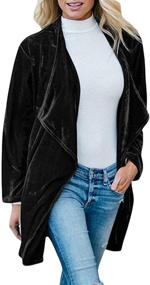 img 3 attached to SEMATOMALA Women's Velvet Blazer: Stylish Long Sleeve Open Front Cardigan Coat with Pockets