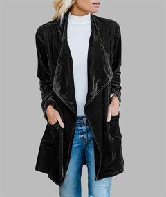 img 2 attached to SEMATOMALA Women's Velvet Blazer: Stylish Long Sleeve Open Front Cardigan Coat with Pockets