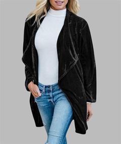 img 1 attached to SEMATOMALA Women's Velvet Blazer: Stylish Long Sleeve Open Front Cardigan Coat with Pockets