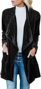 img 4 attached to SEMATOMALA Women's Velvet Blazer: Stylish Long Sleeve Open Front Cardigan Coat with Pockets