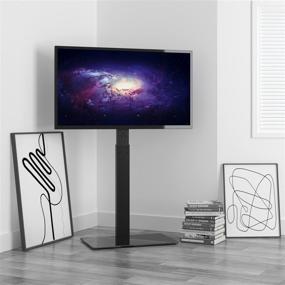 img 3 attached to 📺 Universal Black Floor TV Stand Base with Swivel Mount - Ideal for 32-65 inch LCD LED OLED Plasma Flat Panel or Curved Screen TVs in Bedrooms and Living Rooms