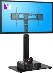 img 4 attached to 📺 Universal Black Floor TV Stand Base with Swivel Mount - Ideal for 32-65 inch LCD LED OLED Plasma Flat Panel or Curved Screen TVs in Bedrooms and Living Rooms