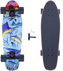 img 4 attached to 🛹 SKOCHO Mini Cruiser-Skateboards: A Complete Short Board for Kids, Teens & Adults - Ideal for Beginners - Sturdy 7 Layer Canadian Maple Skateboard