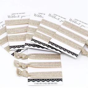 img 1 attached to Bachelorette Hair Ties Set: Glitter Ivory Ribbon Elastics - No Crease Ponytail Holders for Bridesmaids and Bride Showers (6 Pack)