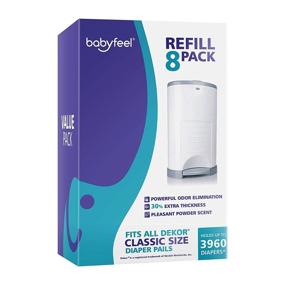 img 4 attached to 👃 Babyfeel Refills for Dekor Classic Diaper Pail - 8 Pack | 30% Extra Thickness | Odor Elimination | Fresh Powder Scent | Holds 3960 Diapers