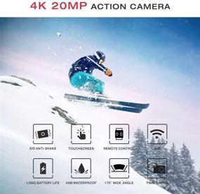 img 3 attached to 📷 【Enhanced】 Action Camera Native 4K ACTMAN X20C Ultra HD 20MP Waterproof Camera with EIS, External Mic Support, Touch Screen, Remote Control - 131ft Underwater Camcorder with 2 Batteries and Accessories