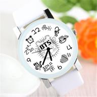 kpop bts bantan boys women men casual leather casual quartz watches role quartz wristwatches unisex student clock (c) logo