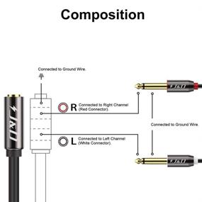 img 3 attached to J&D 3.5 мм к 2x 6.35 мм аудио адаптерный кабель, покрытый золотом медный корпус, тяжелой нагрузки 3.5 мм женский TRS к 2X 6.35 мм мужской TS стерео кабель для iPhone, усилителей - 6 футов