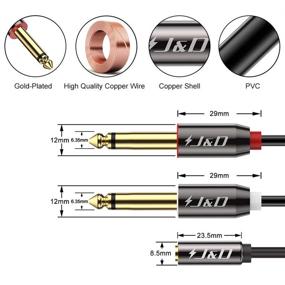 img 2 attached to J&D 3.5 мм к 2x 6.35 мм аудио адаптерный кабель, покрытый золотом медный корпус, тяжелой нагрузки 3.5 мм женский TRS к 2X 6.35 мм мужской TS стерео кабель для iPhone, усилителей - 6 футов