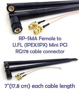 img 2 attached to 📶 Pair of 2 Omni-Directional Wi-Fi Long Range Dual Band 9 Dbi Antenna 2.4/5Ghz 802.11n/b/g Including 2 RF U.FL Mini PCI to RP-SMA Female Pigtail Antenna Wi-Fi Cable (Optimized Kit for Routers, mini PCIe Cards)