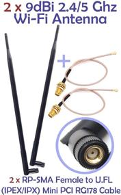 img 3 attached to 📶 Pair of 2 Omni-Directional Wi-Fi Long Range Dual Band 9 Dbi Antenna 2.4/5Ghz 802.11n/b/g Including 2 RF U.FL Mini PCI to RP-SMA Female Pigtail Antenna Wi-Fi Cable (Optimized Kit for Routers, mini PCIe Cards)