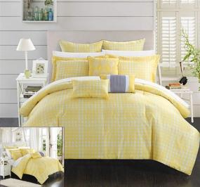 img 3 attached to 🛏️ Chic Home 8 Piece Sicily Oversized Overfilled Comforter Set - Queen, Yellow - Best Price and Quality