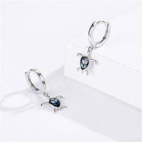 img 1 attached to 🐢 925 Sterling Silver Turtle Dangle Earrings with Abalone Shell, Blue Cubic Zirconia, and Moonstone: Stunning Animal Ocean Leverback Earrings for Women and Girls