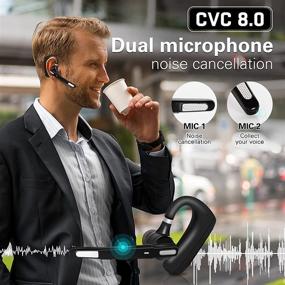 img 3 attached to 🎧 Black Bluetooth Headset CVC8.0 Dual-Mic Active Noise Cancelling Wireless Bluetooth Earpiece V5.1 with 16 Hours HD Talktime - Hands-Free Earphones for Trucker, Business, Office, and Driving