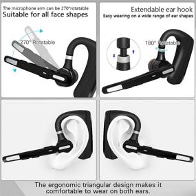 img 1 attached to 🎧 Black Bluetooth Headset CVC8.0 Dual-Mic Active Noise Cancelling Wireless Bluetooth Earpiece V5.1 with 16 Hours HD Talktime - Hands-Free Earphones for Trucker, Business, Office, and Driving