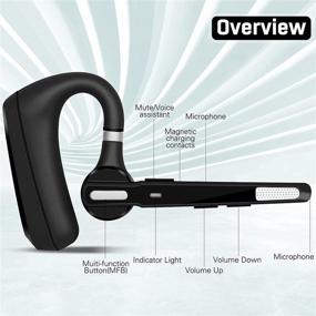 img 2 attached to 🎧 Black Bluetooth Headset CVC8.0 Dual-Mic Active Noise Cancelling Wireless Bluetooth Earpiece V5.1 with 16 Hours HD Talktime - Hands-Free Earphones for Trucker, Business, Office, and Driving