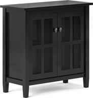 🔲 simplihome warm shaker solid wood 32 inch wide rustic low storage cabinet in black: premium quality with adjustable shelves and tempered glass door logo