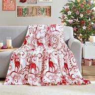 eheyciga christmas fleece blanket throw - reindeer red, holiday home décor - twin 60x80 inches - bed couch sofa logo