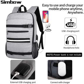 img 3 attached to Simbow Laptop Backpack with USB Charging Port, Ideal for 15.6-17 Inch Laptops - Skateboard Bag Football Rucksack for Men & Women (2020 New Grey)