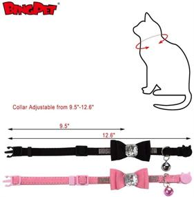 img 2 attached to Stylish Breakaway Cat Collar: Bowtie Diamonds & Bell, Adjustable Safety, Pink & Black (2 Pack)