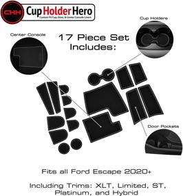 img 2 attached to 🔍 Custom-fit Cup HolderHero Accessories for Ford Escape 2020-2022 - Premium Non-Slip Dust-Resistant Cup Holder Inserts, Center Console Liner Mats, Door Pocket Liners (17-pc Set) - Gray Trim