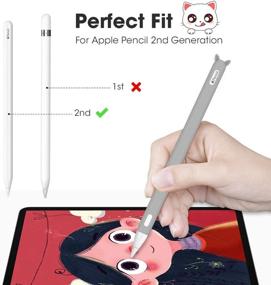 img 3 attached to 🖊️ Premium Grey Silicone Case for Apple Pencil 2nd Generation: Holder Sleeve Skin, Pocket Cover & Accessories Kit for iPad Pro 11 12.9 inch 2018, Cute Soft Grip Pouch, Cap Holder and 2 Protective Nib Covers