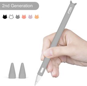 img 4 attached to 🖊️ Premium Grey Silicone Case for Apple Pencil 2nd Generation: Holder Sleeve Skin, Pocket Cover & Accessories Kit for iPad Pro 11 12.9 inch 2018, Cute Soft Grip Pouch, Cap Holder and 2 Protective Nib Covers