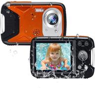 📸 waterproof kids camera - 21mp 1080p underwater digital camera with flash, 2.8 inch lcd - rechargeable hd camera for boys and girls - ideal for snorkeling, travel, and gifting (orange) logo