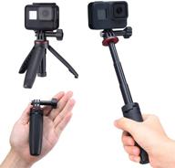 🤳 portable vlog selfie stick with tripod stand - extendable for gopro hero 8/7/6/5 black/gopro max dji osmo action insta 360 action camera accessory kits logo