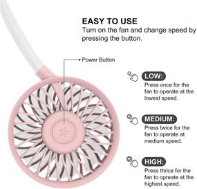 img 3 attached to 🌬️ Rechargeable USB Neck Fan, Portable Hands-Free Personal Fan for Camping, Travel, and Office - Cordless & Noise-Free (Pink/White)