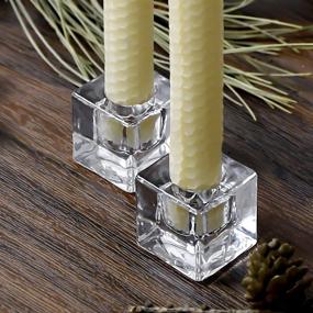 img 2 attached to 🕯️ Set of 2 Clear Glass Taper Candle Holders - Ideal for Wedding, Party, Home Dinner Decor